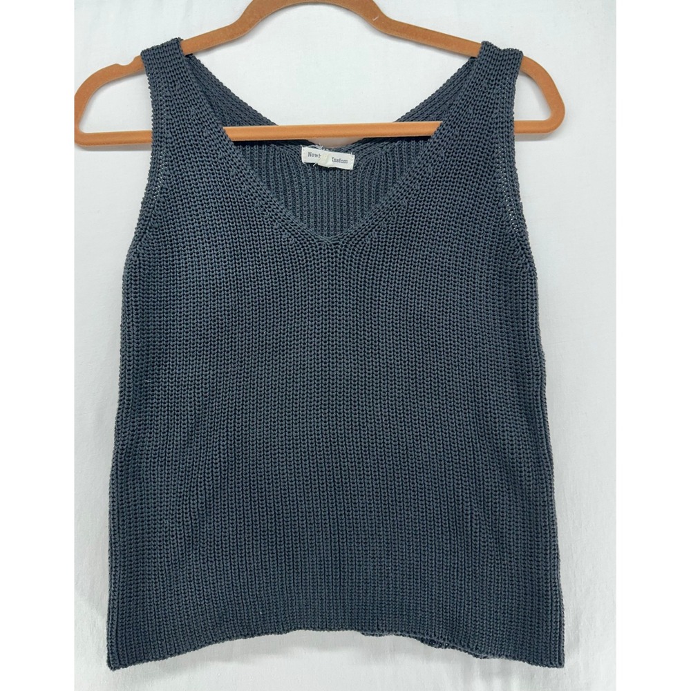 Newbury Kustom Womens V-Neck Knit Sweater Tank Top Charcoal Gray Small